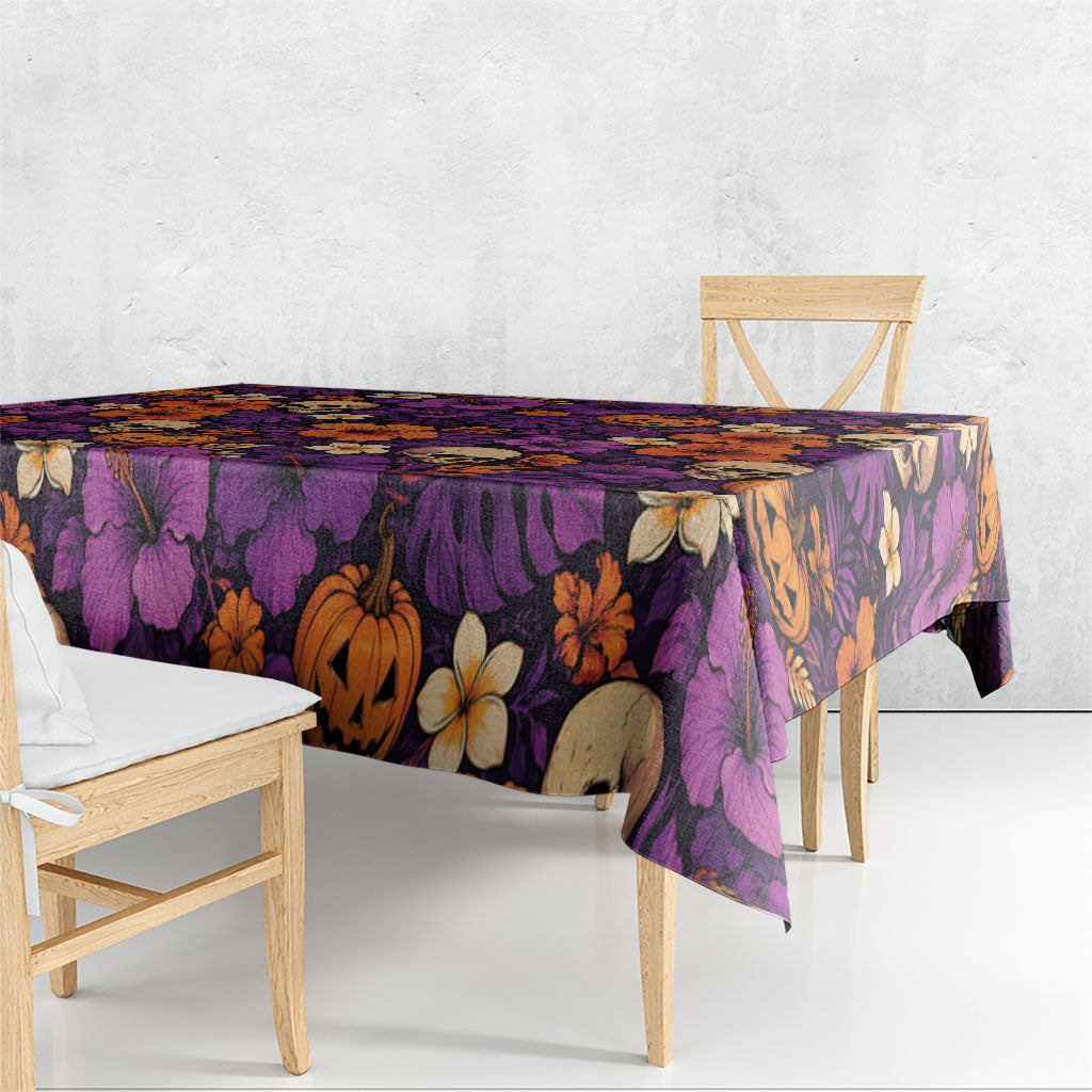 Hawaii Halloween Tablecloth Skeleton Pumpkin Hawaiian Flower Tribal DT05 - Polynesian Pride