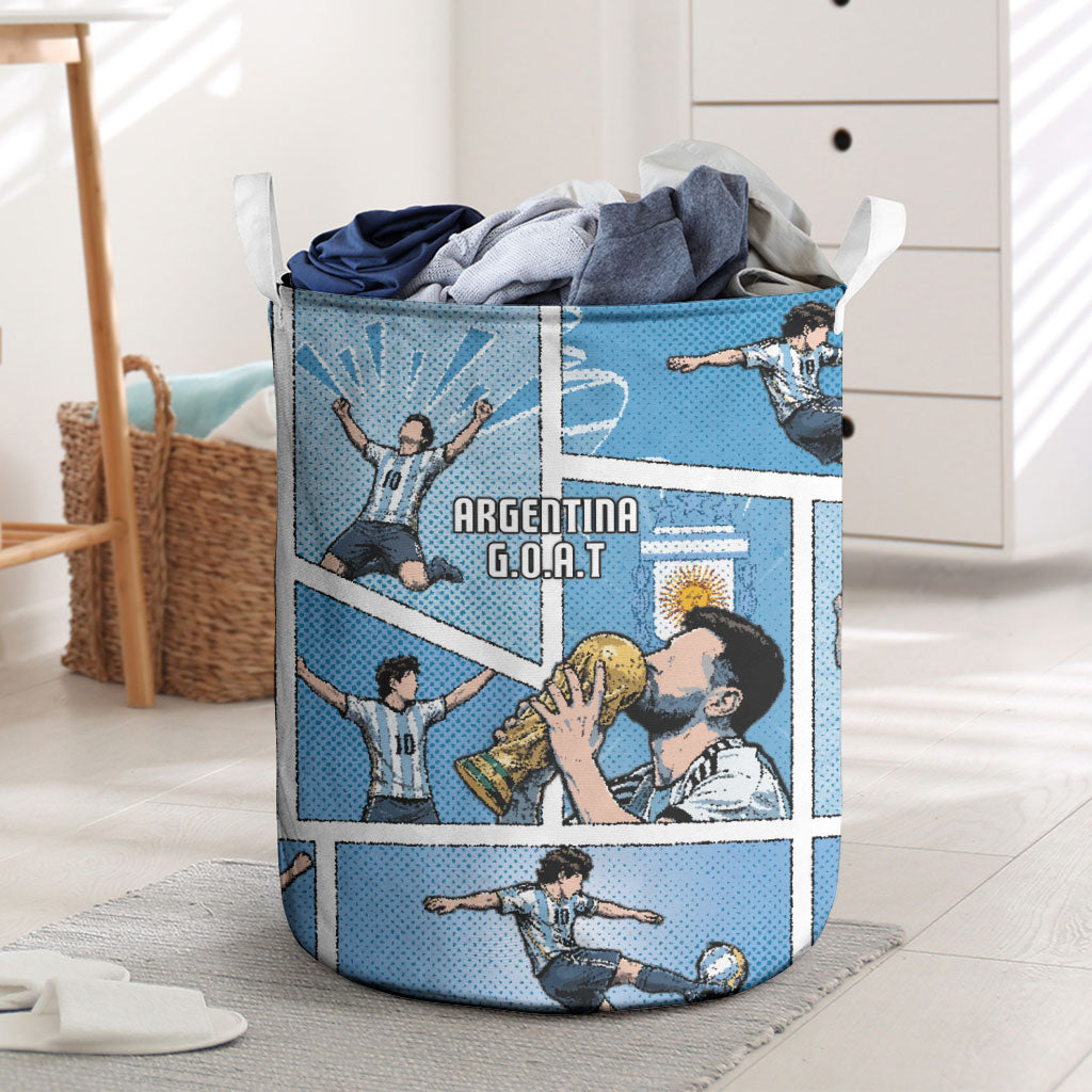 Argentina Football Laundry Basket Goat Comic Style Sun Of May DT05 Blue - Polynesian Pride