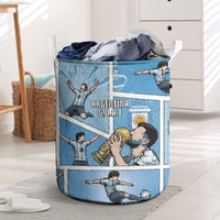 Argentina Football Laundry Basket Goat Comic Style Sun Of May DT05 Blue - Polynesian Pride