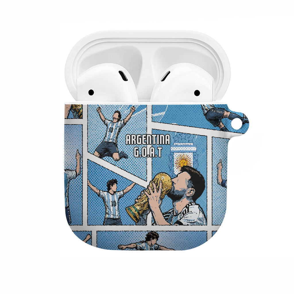 Argentina Football AirPods Case Goat Comic Style Sun Of May DT05 Blue - Polynesian Pride