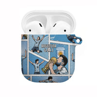 Argentina Football AirPods Case Goat Comic Style Sun Of May DT05 Blue - Polynesian Pride