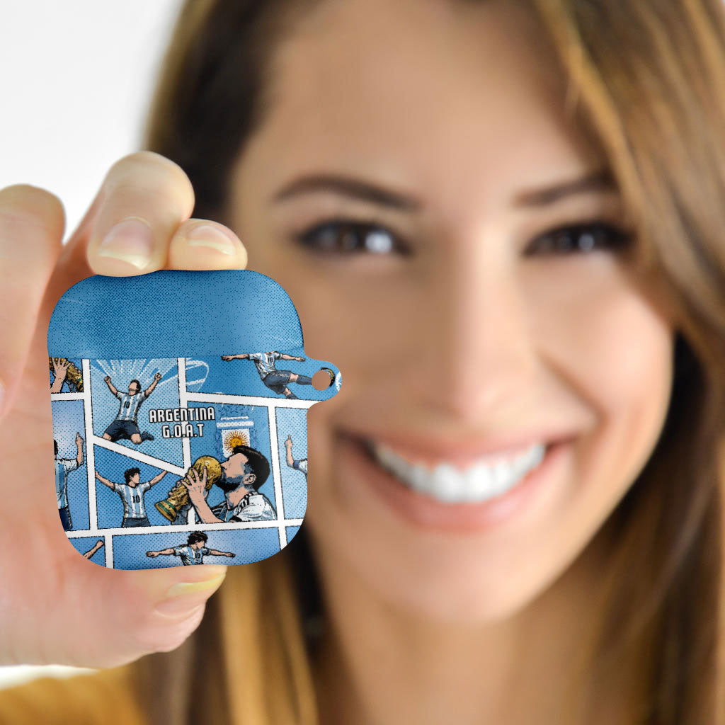 Argentina Football AirPods Case Goat Comic Style Sun Of May DT05 - Polynesian Pride