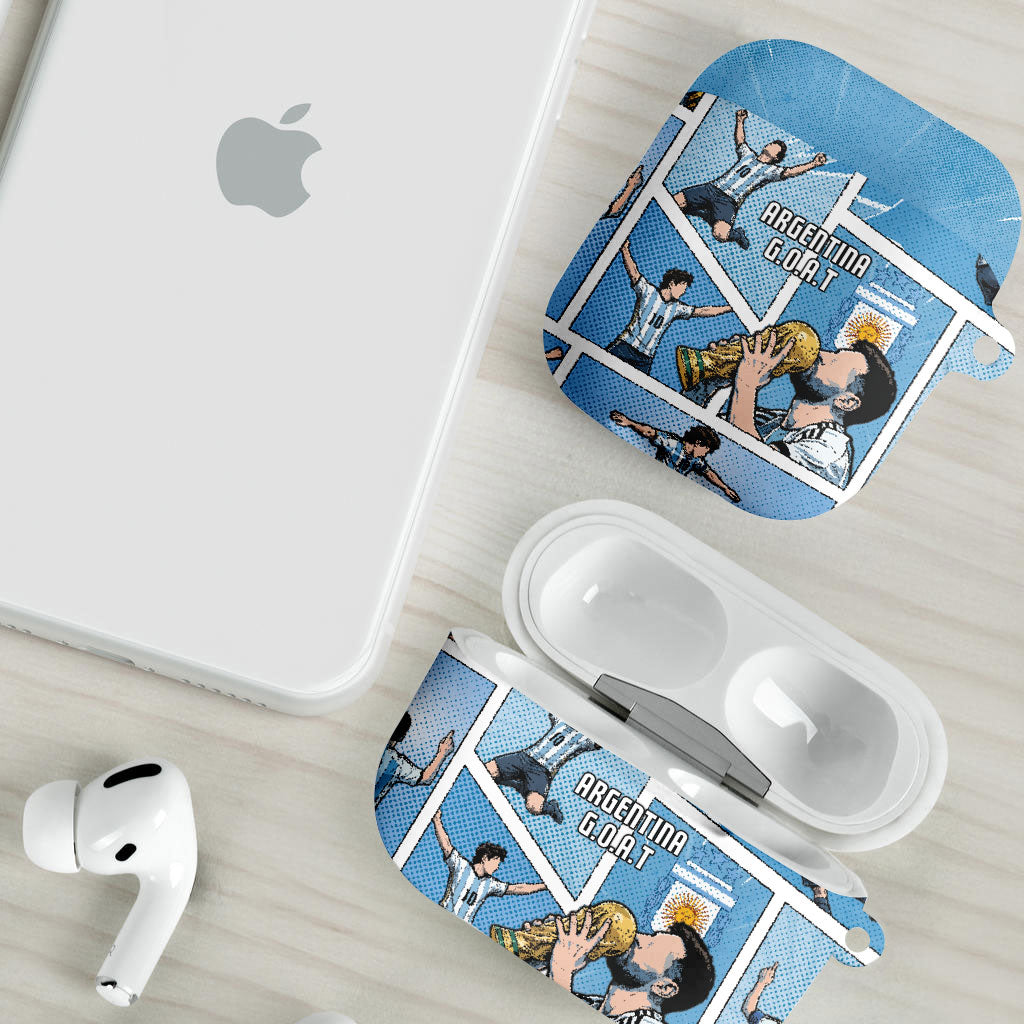 Argentina Football AirPods Case Goat Comic Style Sun Of May DT05 - Polynesian Pride