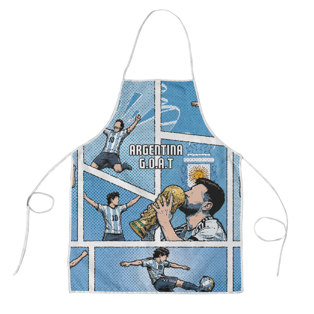 Argentina Football Apron Goat Comic Style Sun Of May DT05 Blue - Polynesian Pride
