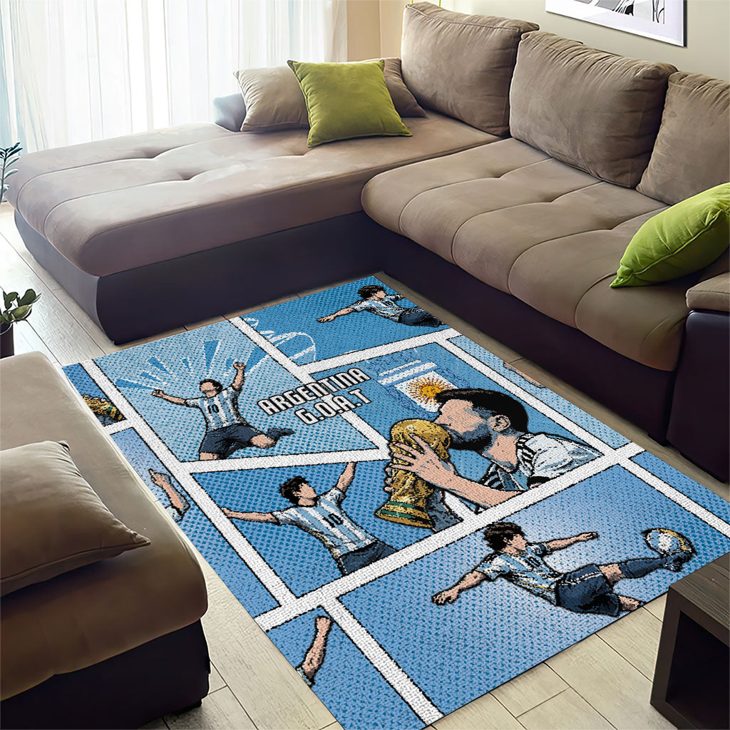 Argentina Football Area Rug Goat Comic Style Sun Of May DT05 - Polynesian Pride