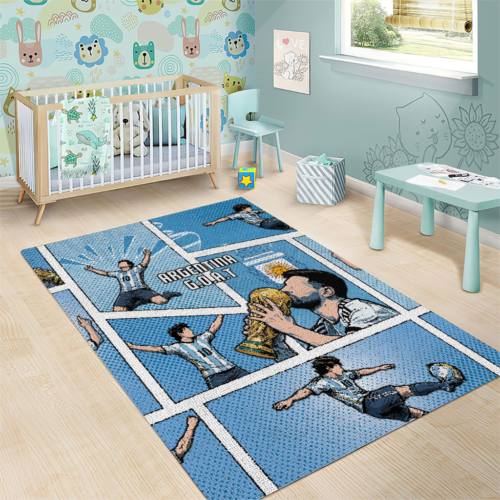 Argentina Football Area Rug Goat Comic Style Sun Of May DT05 - Polynesian Pride