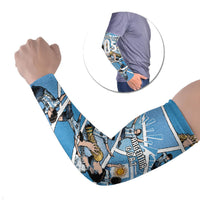Custom Argentina Football Arm Sleeves Goat Comic Style Sun Of May DT05 Set of 2 Blue - Polynesian Pride
