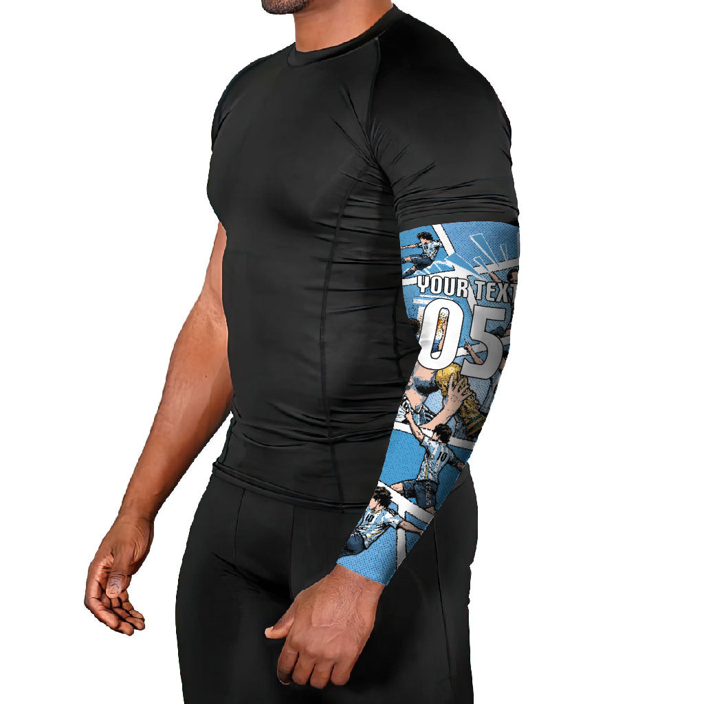 Custom Argentina Football Arm Sleeves Goat Comic Style Sun Of May DT05 - Polynesian Pride
