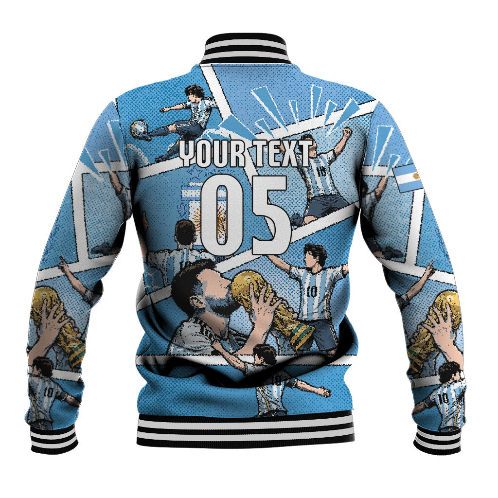 Custom Argentina Football Baseball Jacket Goat Comic Style Sun Of May DT05 - Polynesian Pride