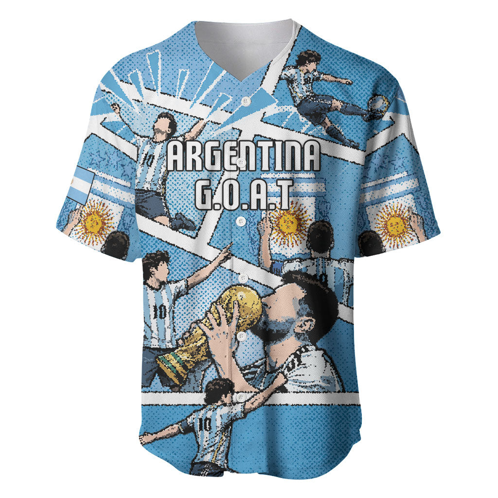 Custom Argentina Football Baseball Jersey Goat Comic Style Sun Of May DT05 Blue - Polynesian Pride