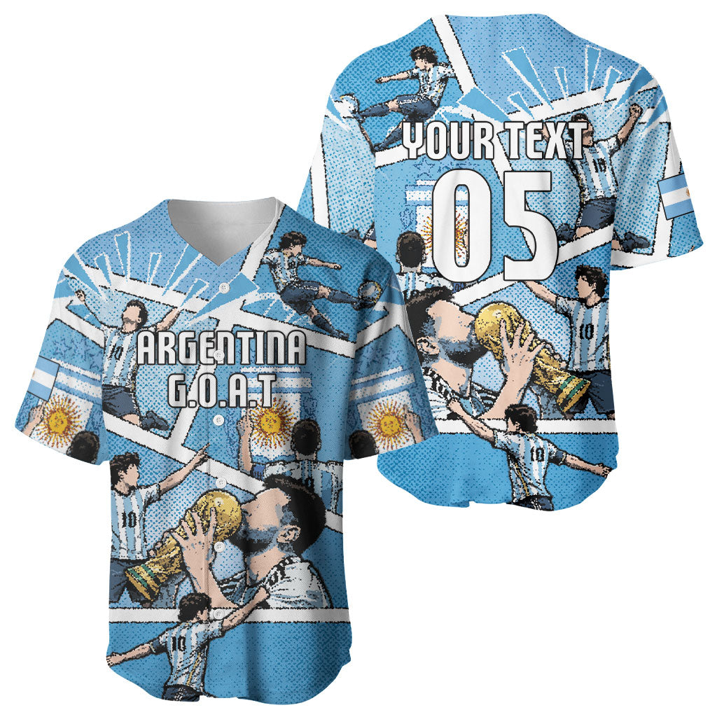 Custom Argentina Football Baseball Jersey Goat Comic Style Sun Of May DT05 - Polynesian Pride