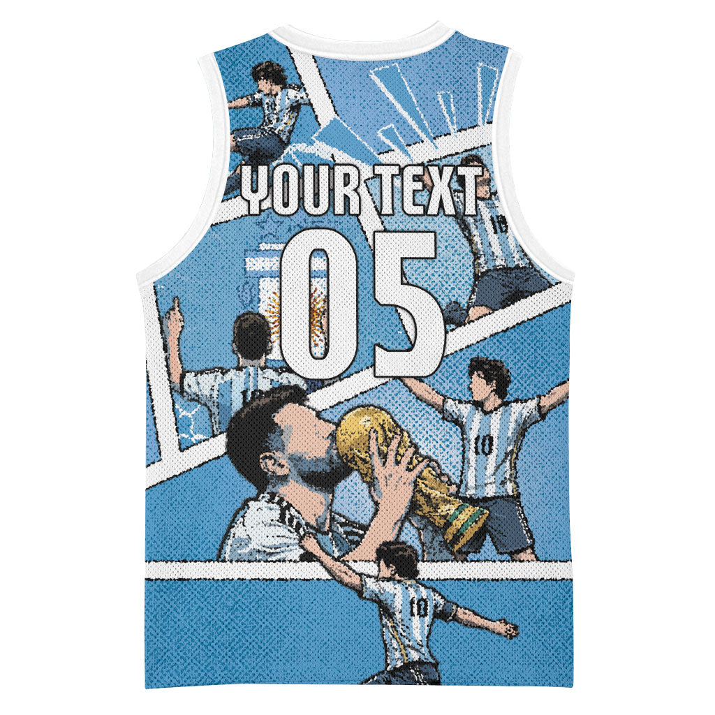 Custom Argentina Football Basketball Jersey Goat Comic Style Sun Of May DT05 - Polynesian Pride