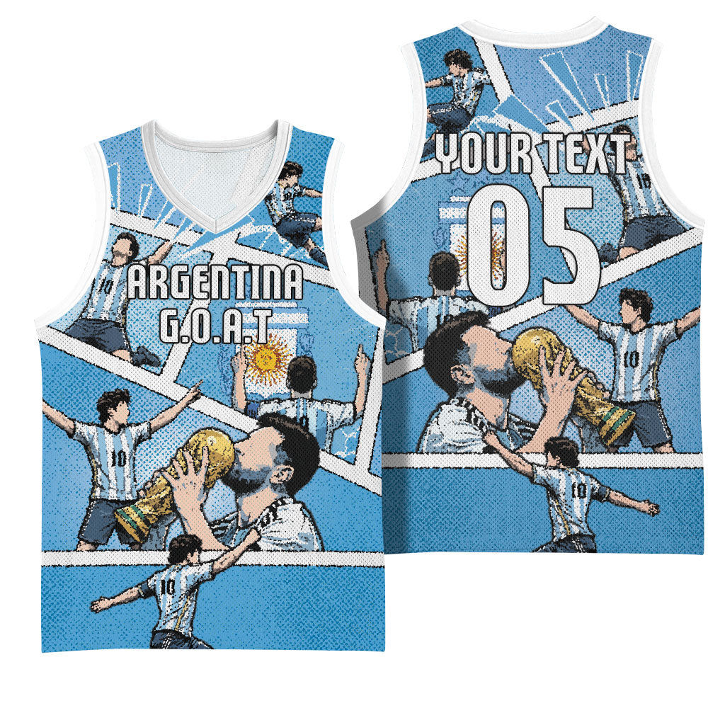 Custom Argentina Football Basketball Jersey Goat Comic Style Sun Of May DT05 - Polynesian Pride