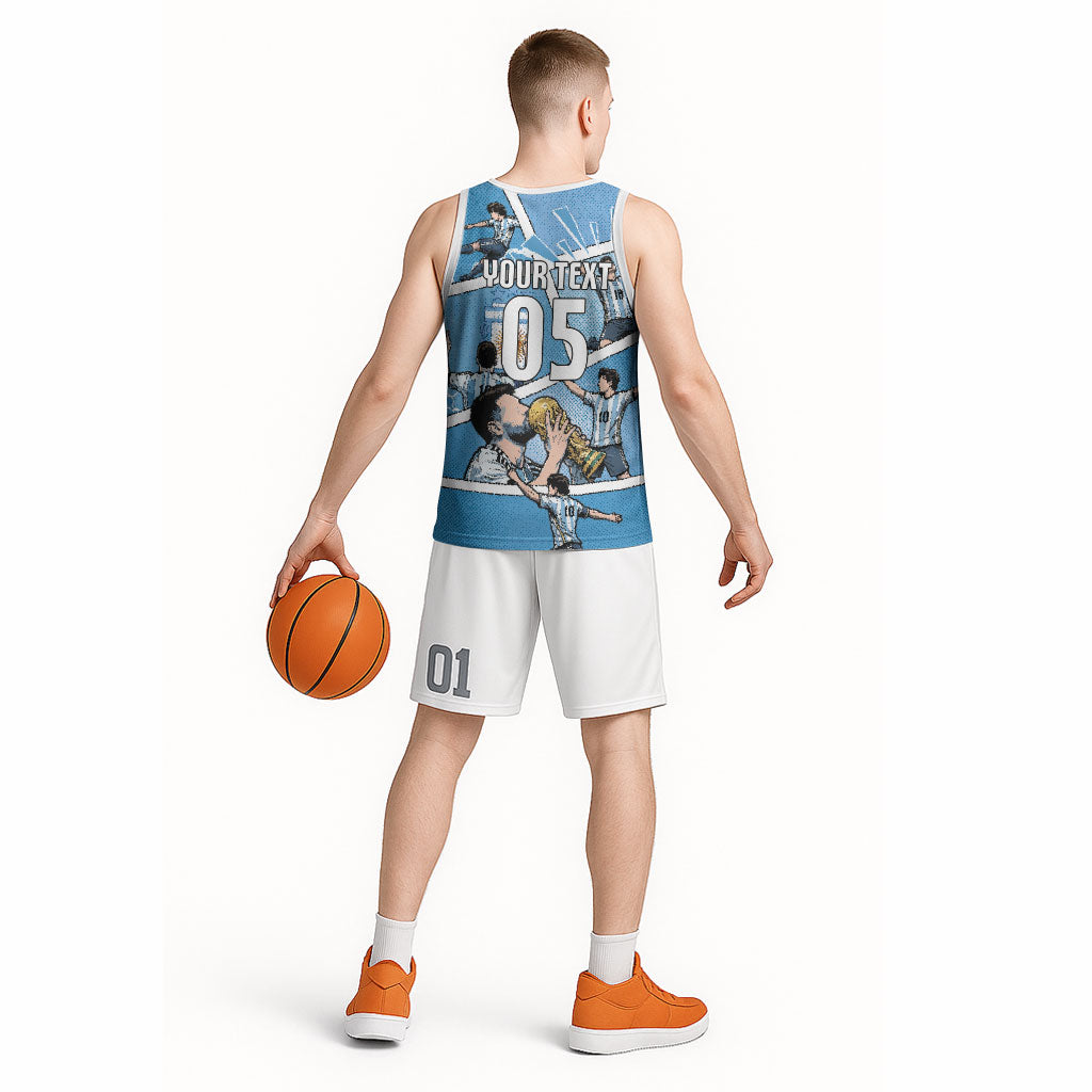 Custom Argentina Football Basketball Jersey Goat Comic Style Sun Of May DT05 - Polynesian Pride