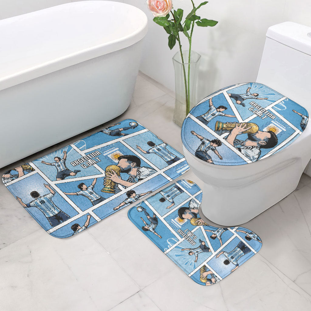 Argentina Football Bathroom Set Goat Comic Style Sun Of May DT05 - Polynesian Pride