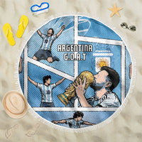 Argentina Football Beach Blanket Goat Comic Style Sun Of May DT05 One Size 150cm Blue - Polynesian Pride