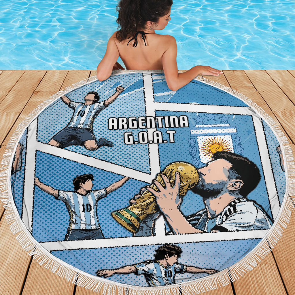 Argentina Football Beach Blanket Goat Comic Style Sun Of May DT05 - Polynesian Pride