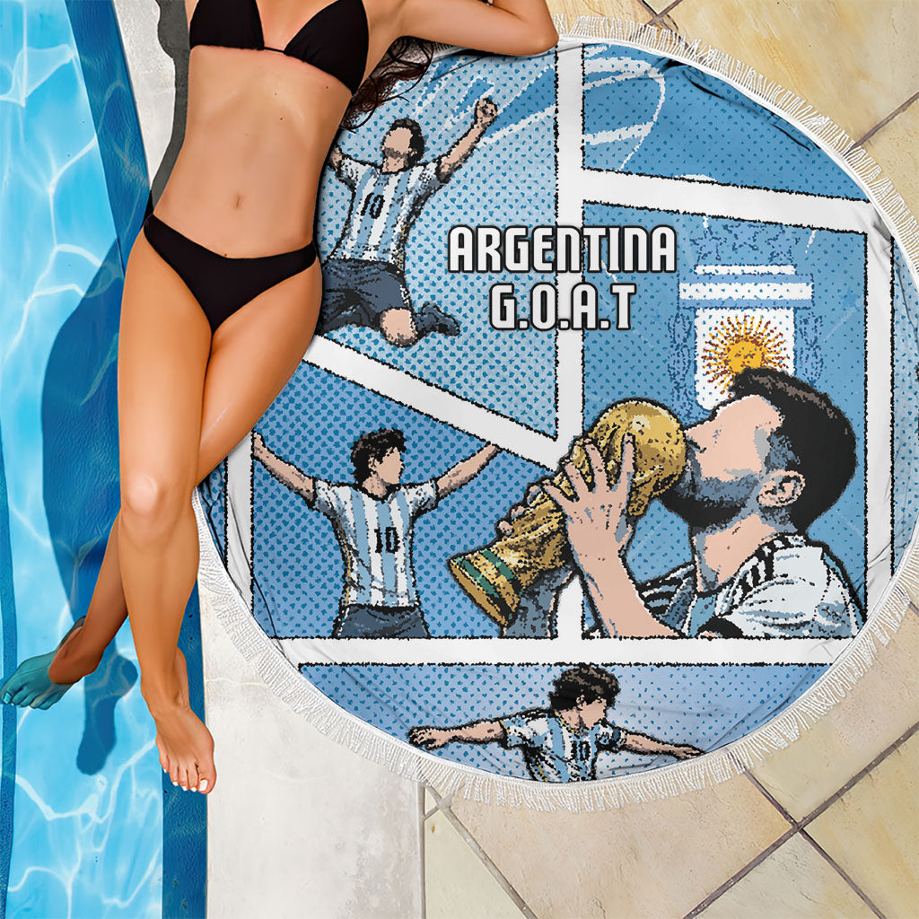 Argentina Football Beach Blanket Goat Comic Style Sun Of May DT05 - Polynesian Pride