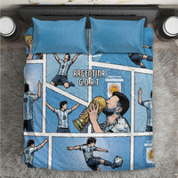 Argentina Football Bedding Set Goat Comic Style Sun Of May DT05 Blue - Polynesian Pride