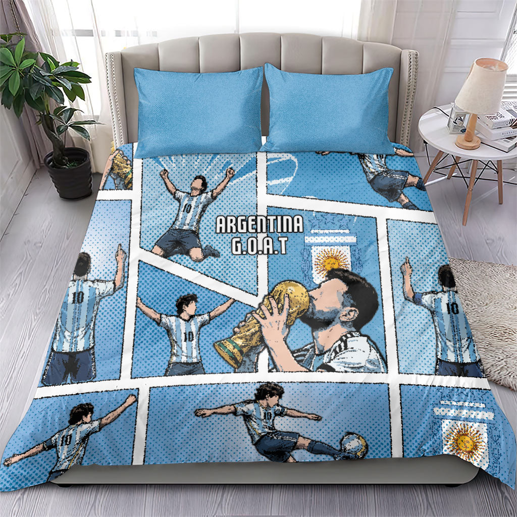 Argentina Football Bedding Set Goat Comic Style Sun Of May DT05 - Polynesian Pride