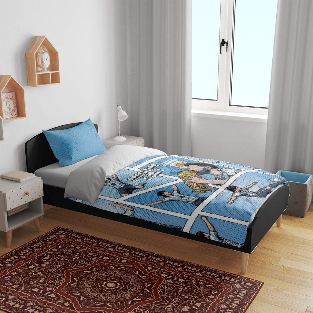 Argentina Football Bedding Set Goat Comic Style Sun Of May DT05 - Polynesian Pride