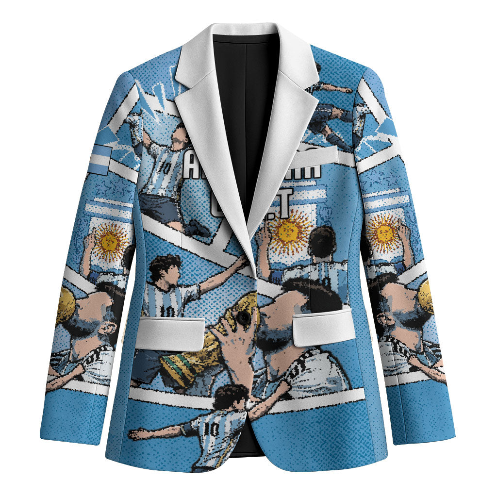Custom Argentina Football Blazer Goat Comic Style Sun Of May DT05 Unisex Blue - Polynesian Pride
