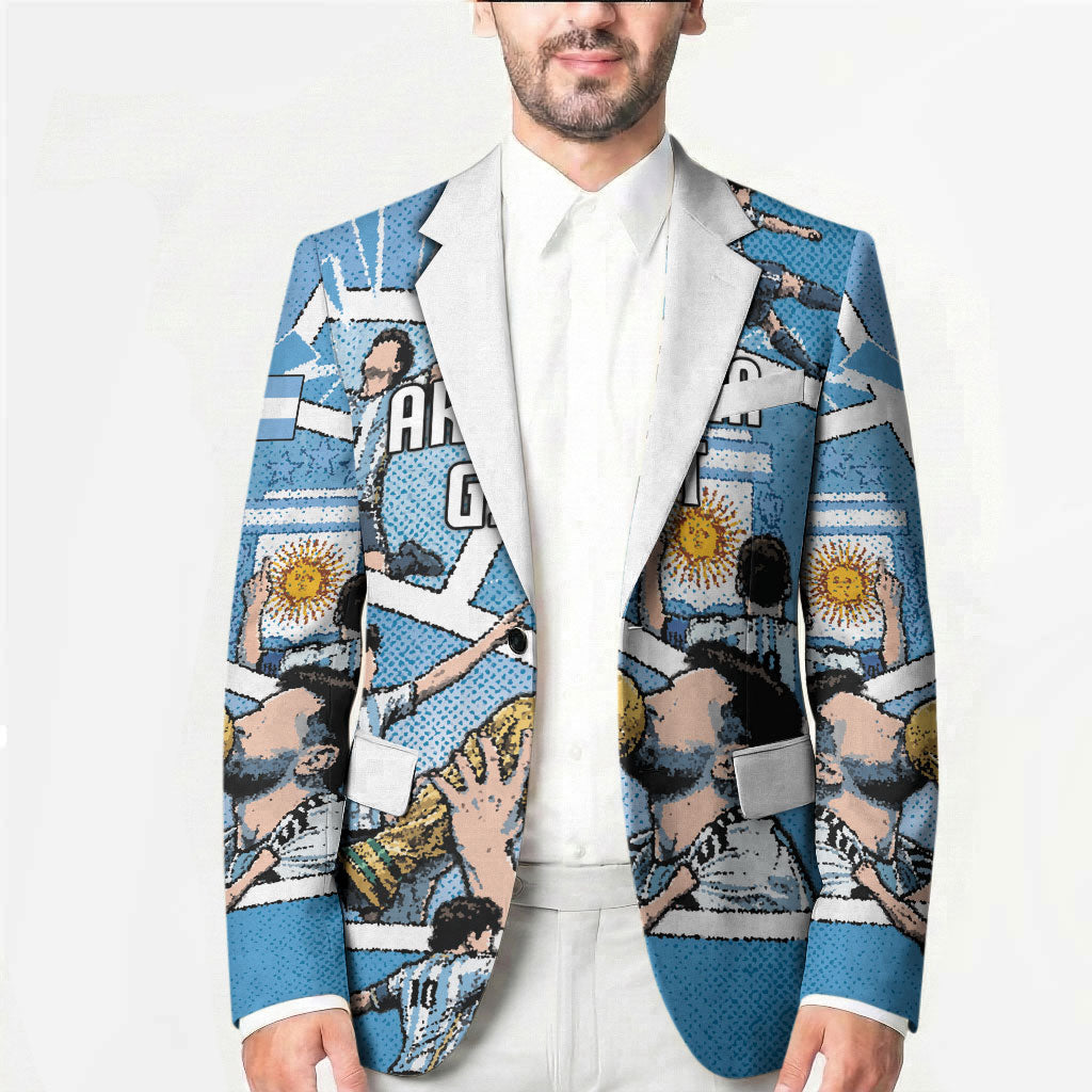 Custom Argentina Football Blazer Goat Comic Style Sun Of May DT05 - Polynesian Pride