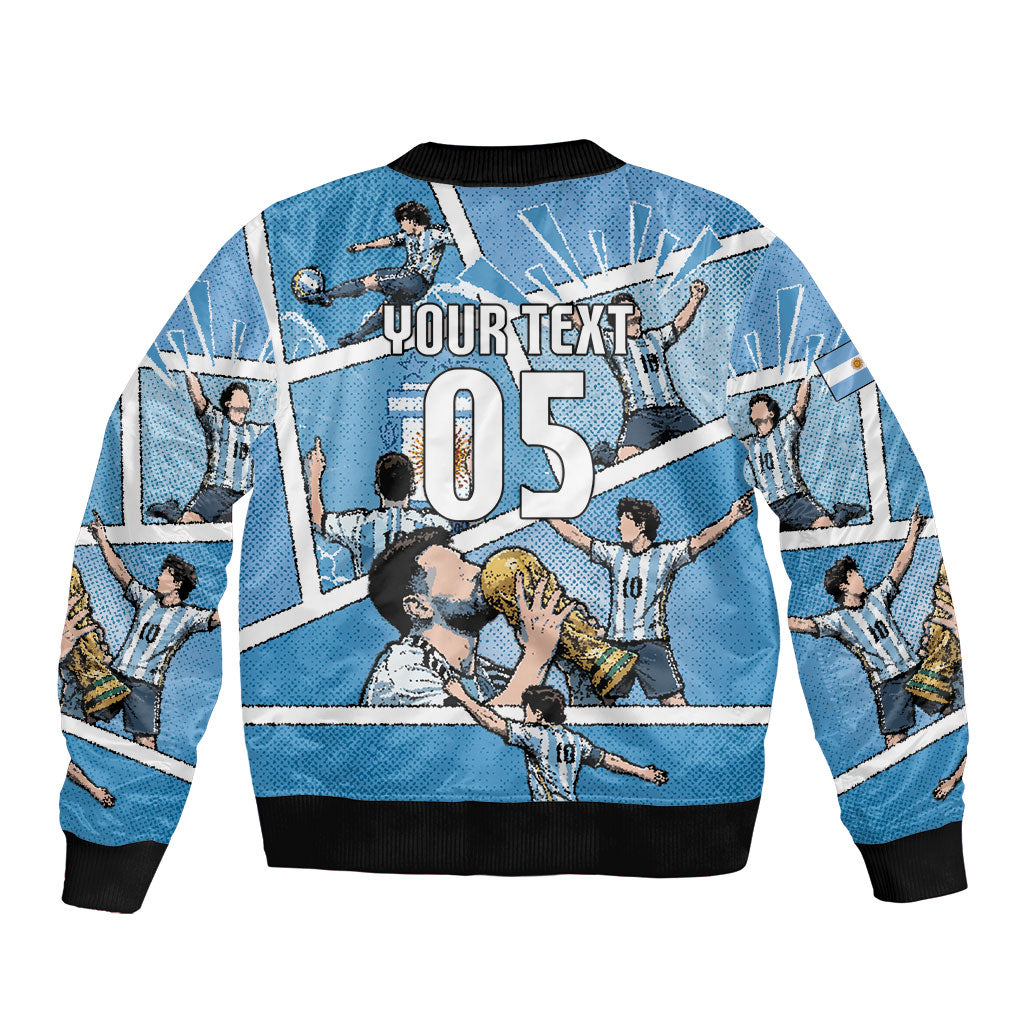 Custom Argentina Football Bomber Jacket Goat Comic Style Sun Of May DT05 - Polynesian Pride