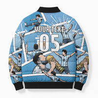 Custom Argentina Football Bomber Puffer Jacket Goat Comic Style Sun Of May DT05 - Polynesian Pride
