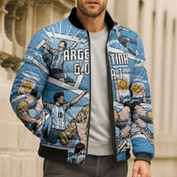 Custom Argentina Football Bomber Puffer Jacket Goat Comic Style Sun Of May DT05 - Polynesian Pride