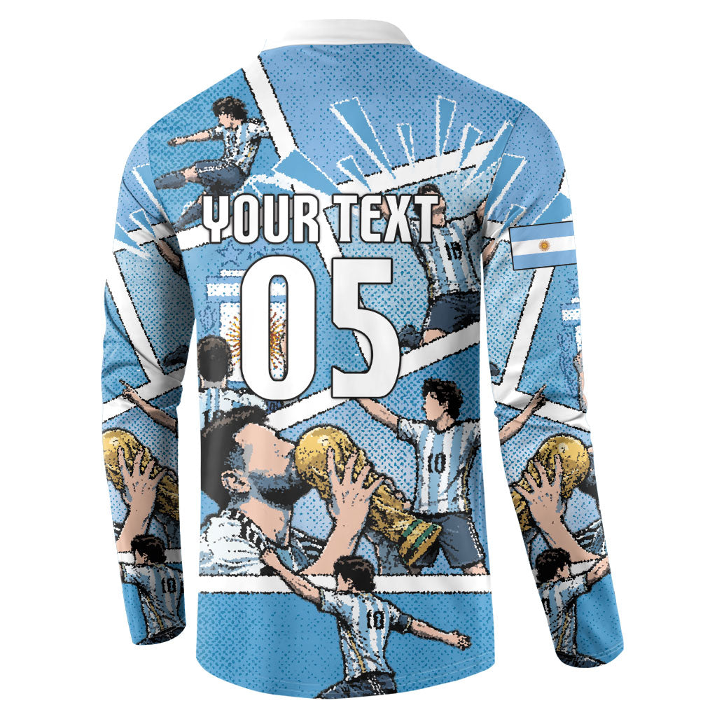 Custom Argentina Football Button Sweatshirt Goat Comic Style Sun Of May DT05 - Polynesian Pride