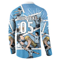 Custom Argentina Football Button Sweatshirt Goat Comic Style Sun Of May DT05 - Polynesian Pride