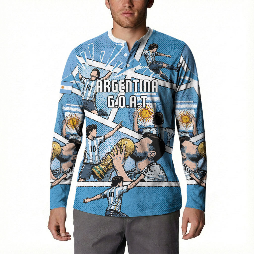 Custom Argentina Football Button Sweatshirt Goat Comic Style Sun Of May DT05 - Polynesian Pride