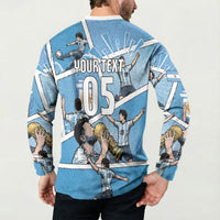 Custom Argentina Football Button Sweatshirt Goat Comic Style Sun Of May DT05 - Polynesian Pride