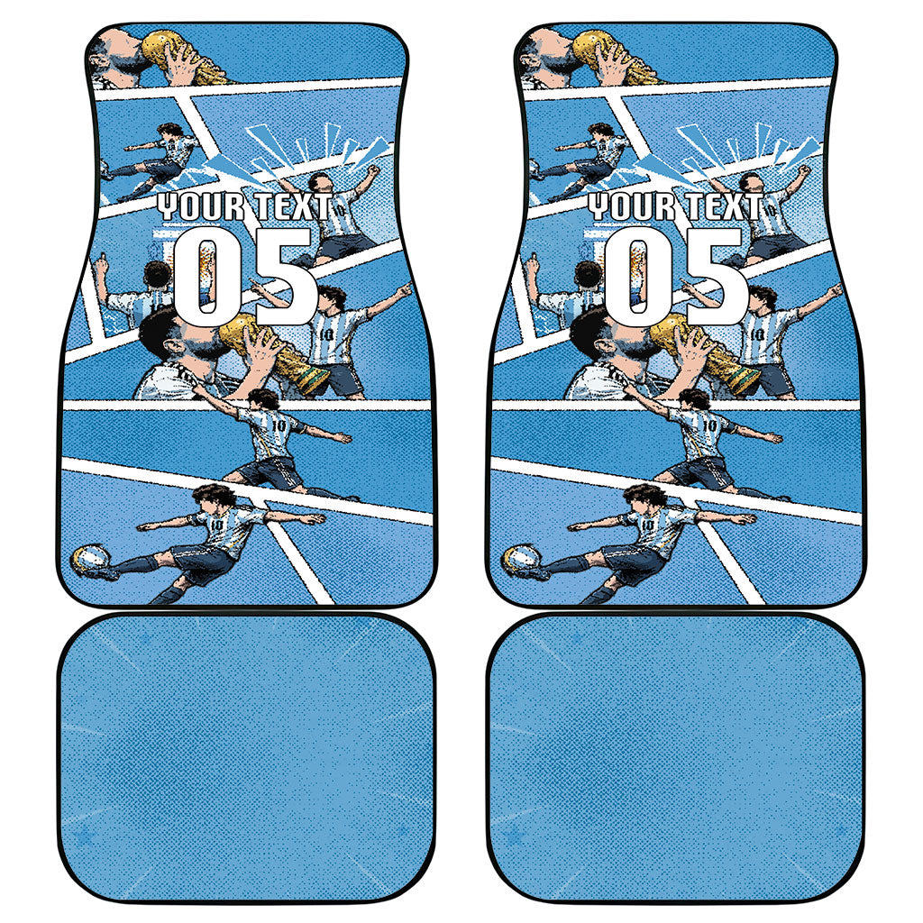 Custom Argentina Football Car Mats Goat Comic Style Sun Of May DT05 - Polynesian Pride