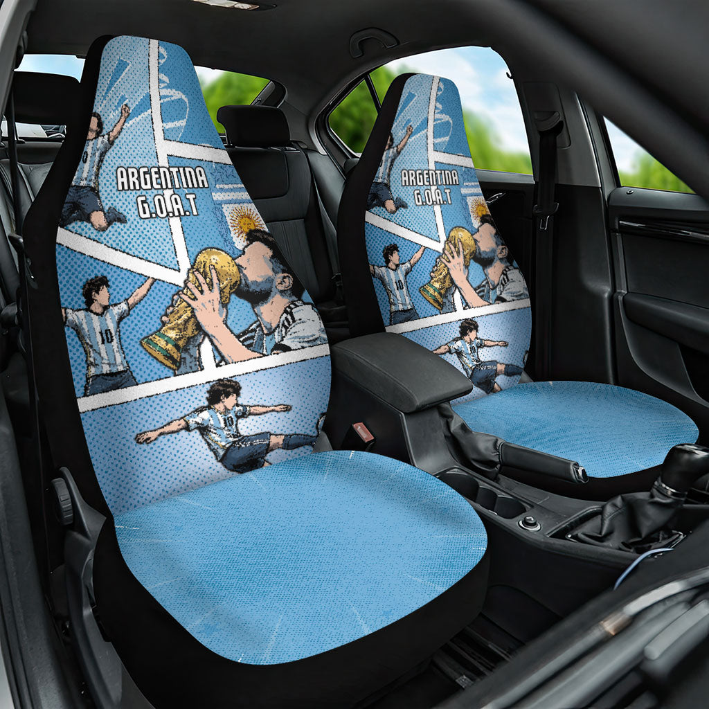 Argentina Football Car Seat Cover Goat Comic Style Sun Of May DT05 One Size Blue - Polynesian Pride