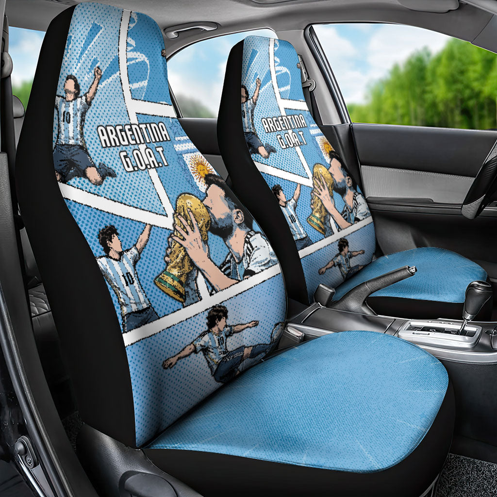 Argentina Football Car Seat Cover Goat Comic Style Sun Of May DT05 - Polynesian Pride