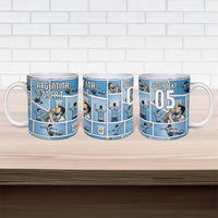Custom Argentina Football Ceramic Mug Goat Comic Style Sun Of May DT05 - Polynesian Pride