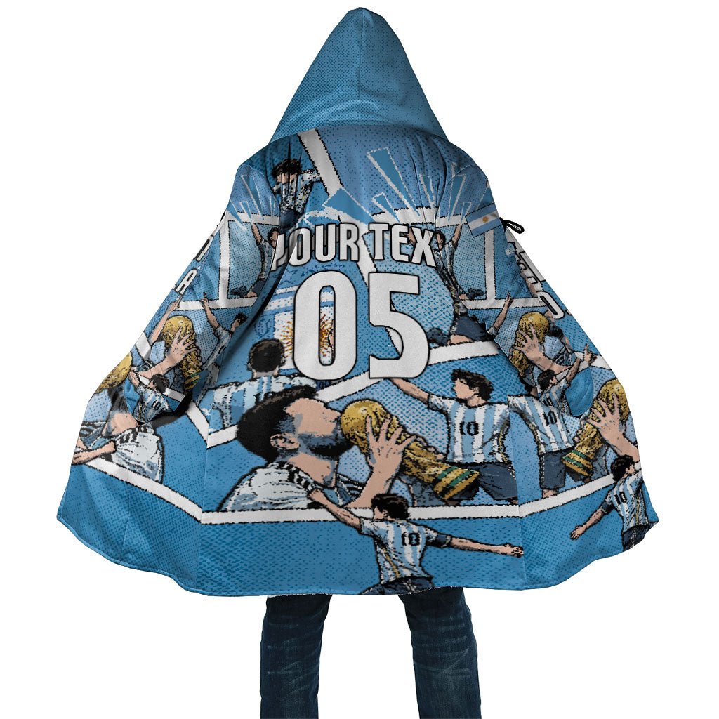 Custom Argentina Football Cloak Goat Comic Style Sun Of May DT05 Unisex Blue - Polynesian Pride
