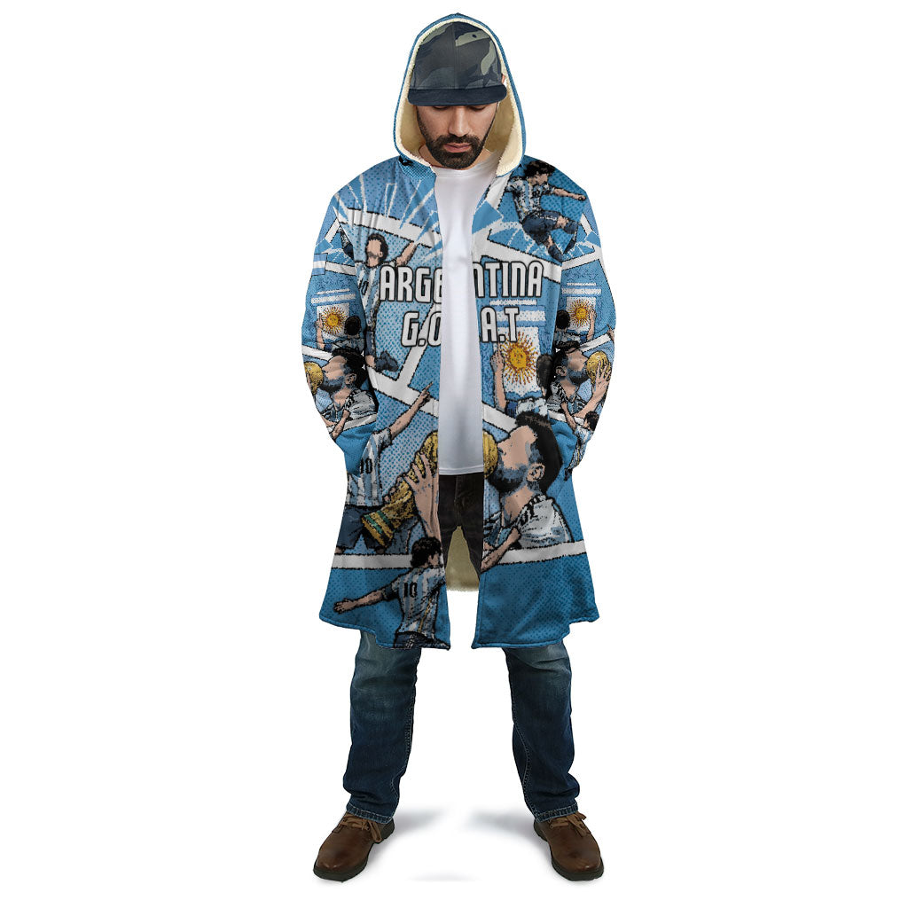 Custom Argentina Football Cloak Goat Comic Style Sun Of May DT05 - Polynesian Pride