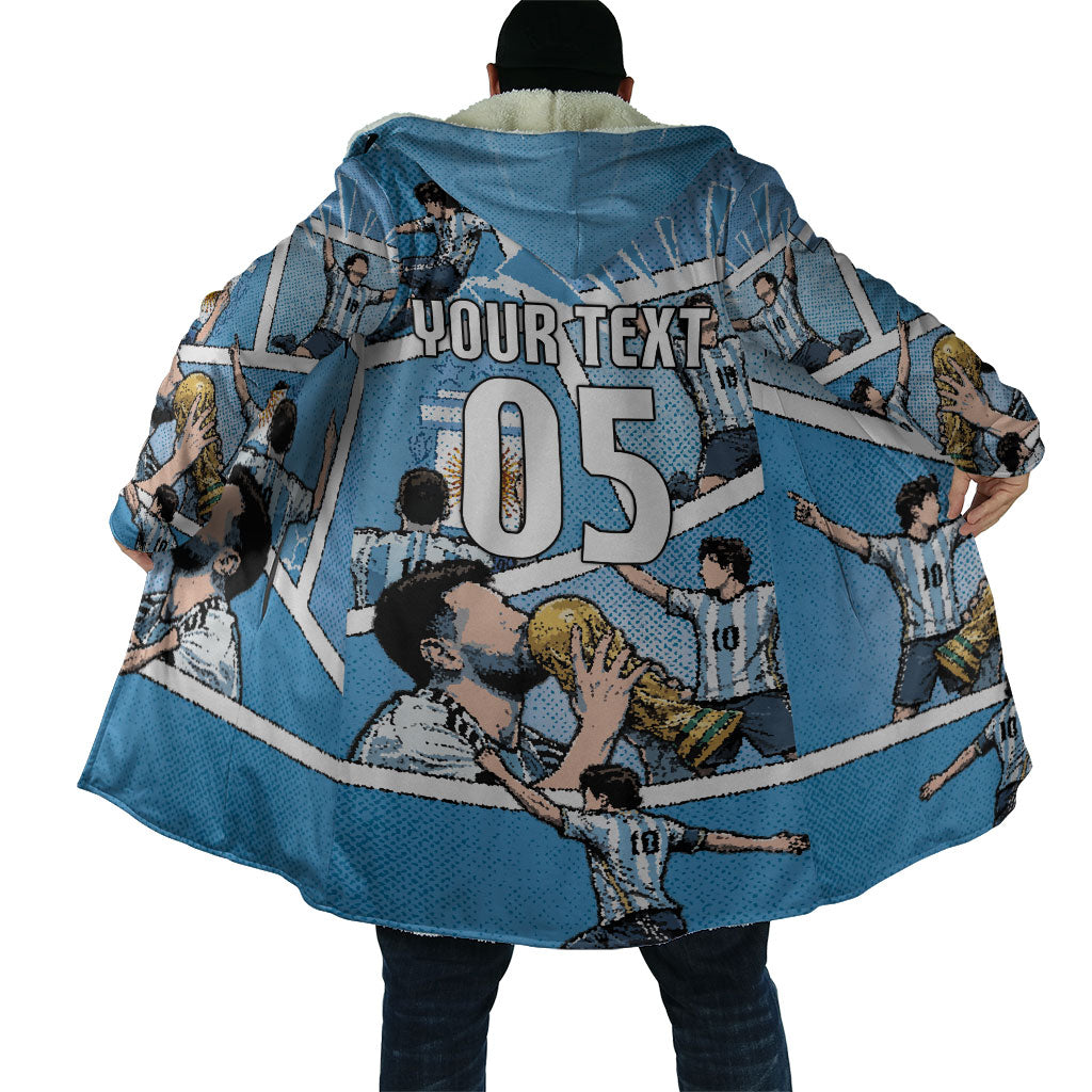 Custom Argentina Football Cloak Goat Comic Style Sun Of May DT05 - Polynesian Pride