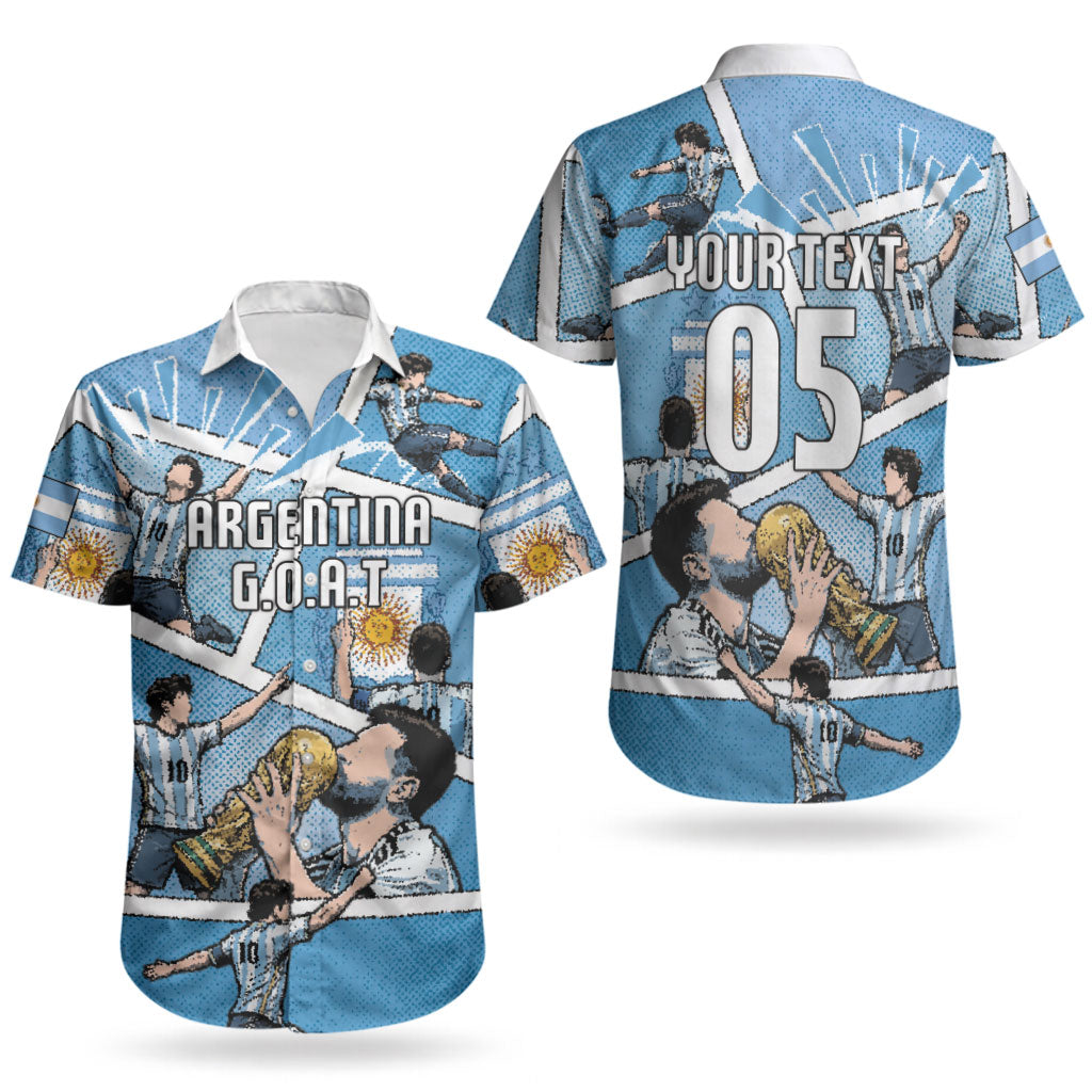 Custom Argentina Football Couples Matching Mermaid Dress and Hawaiian Shirt Goat Comic Style Sun Of May DT05 - Polynesian Pride
