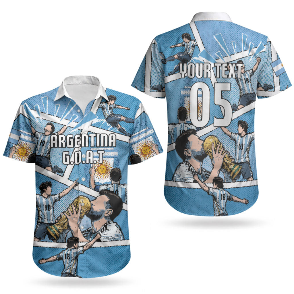 Custom Argentina Football Couples Matching Short Sleeve Bodycon Dress and Hawaiian Shirt Goat Comic Style Sun Of May DT05 - Polynesian Pride