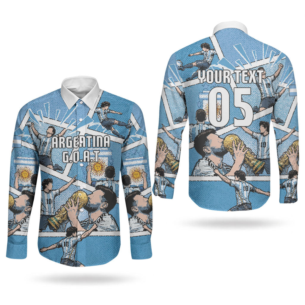 Custom Argentina Football Couples Matching Short Sleeve Bodycon Dress and Long Sleeve Button Shirt Goat Comic Style Sun Of May DT05 - Polynesian Pride