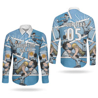 Custom Argentina Football Couples Matching Summer Maxi Dress and Long Sleeve Button Shirt Goat Comic Style Sun Of May DT05 - Polynesian Pride