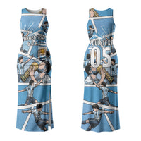 Custom Argentina Football Couples Matching Tank Maxi Dress and Long Sleeve Button Shirt Goat Comic Style Sun Of May DT05 - Polynesian Pride