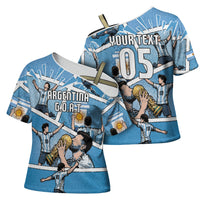 Custom Argentina Football Cross Shoulder Shirt Goat Comic Style Sun Of May DT05 - Polynesian Pride