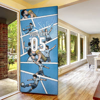 Custom Argentina Football Door Cover Goat Comic Style Sun Of May DT05 - Polynesian Pride