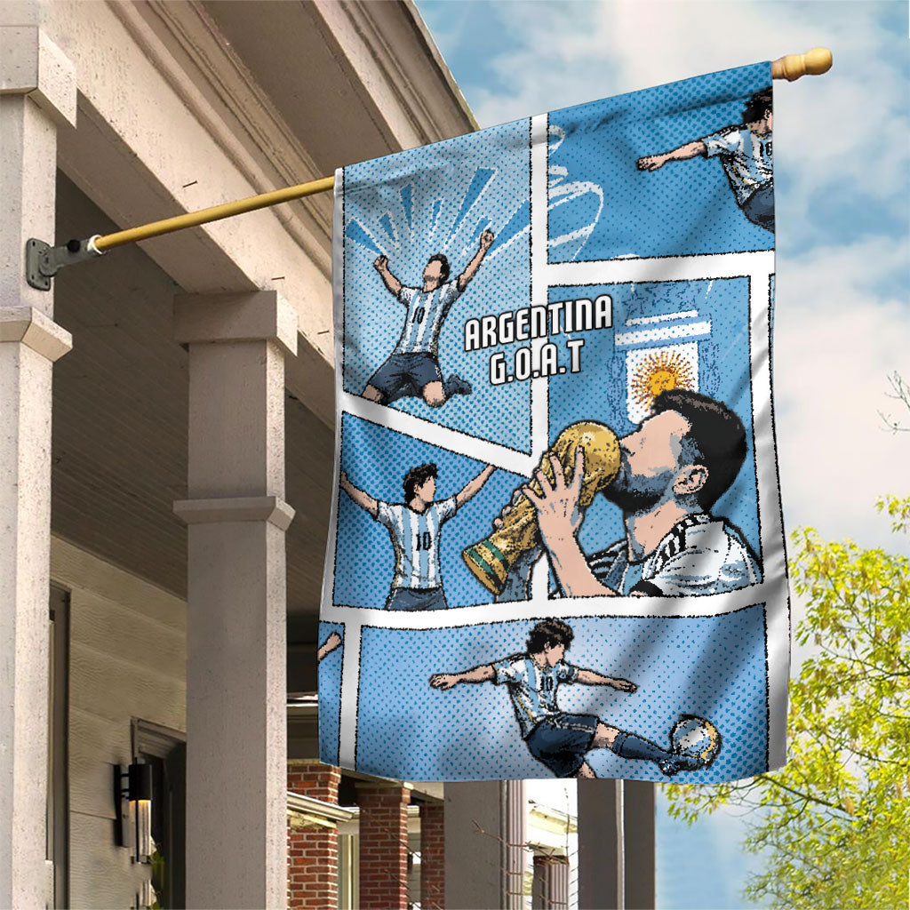 Argentina Football Garden Flag Goat Comic Style Sun Of May DT05 House Flag Blue - Polynesian Pride