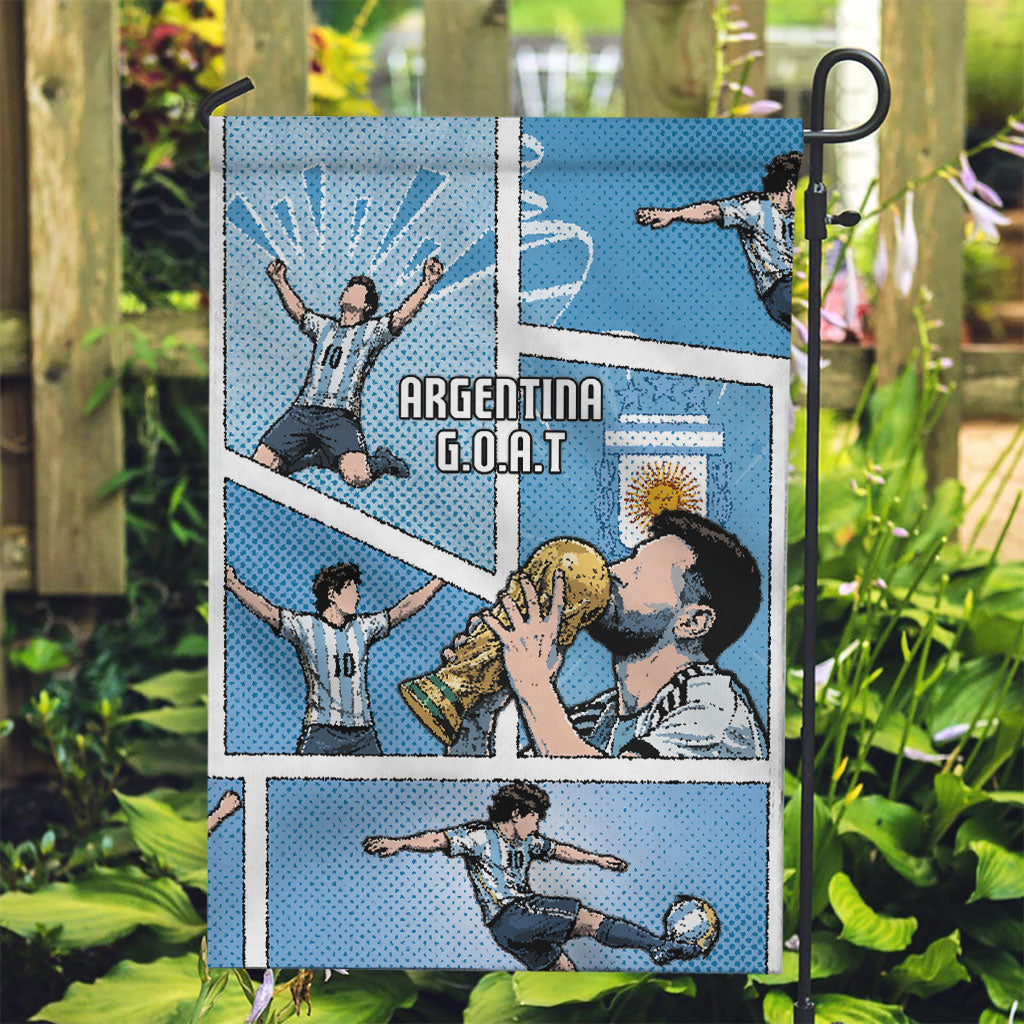 Argentina Football Garden Flag Goat Comic Style Sun Of May DT05 Garden Flag Blue - Polynesian Pride